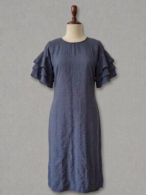 Thurley Navy Ruffle Sleeve Shift Dress, Size S